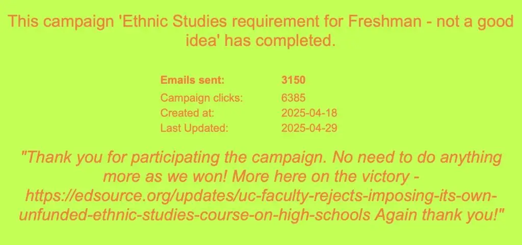 Completed email campaign